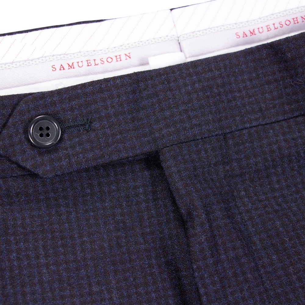 NWT‎ Samuelsohn Mens 38x37 Wool Dress Pants Gray Plaid Flat Front Unhemmed $350